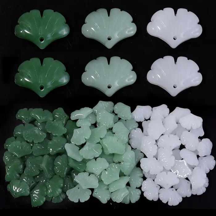 30 pcs/lot feuilles de verre pendentif perles couleur verte petites