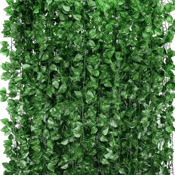 Feuilles de lierre vertes artificielles en rotin