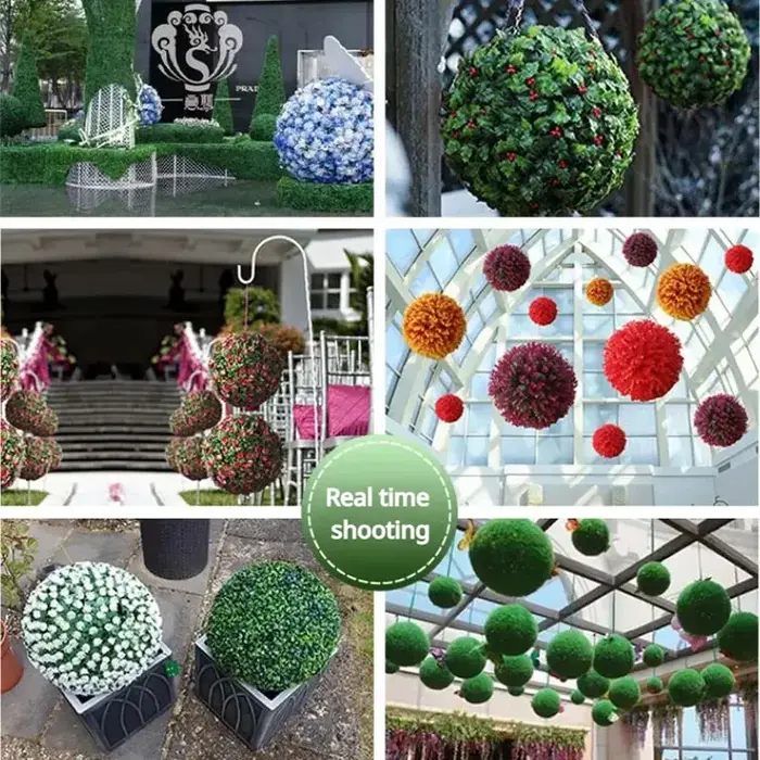 Boule d'herbe artificielle feuille d'eucalyptus plante verte fausse herbe aménagement paysager arbre hangar toit maison jardin mariage atmosphère décor