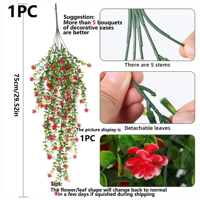 Plantes artificielles En Plastique Eucalyptus camélia Mariage Jardin Maison décoration Extérieure UV protection