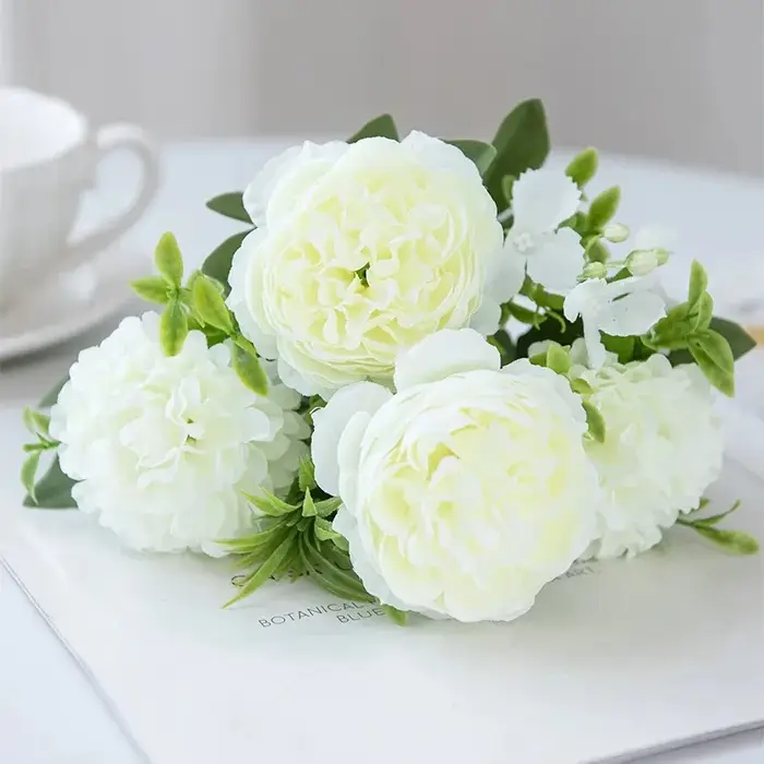Fleurs de pivoine artificielles d'automne, 1 pièce, hortensia en soie, Rose, Vase de salon, maison, 