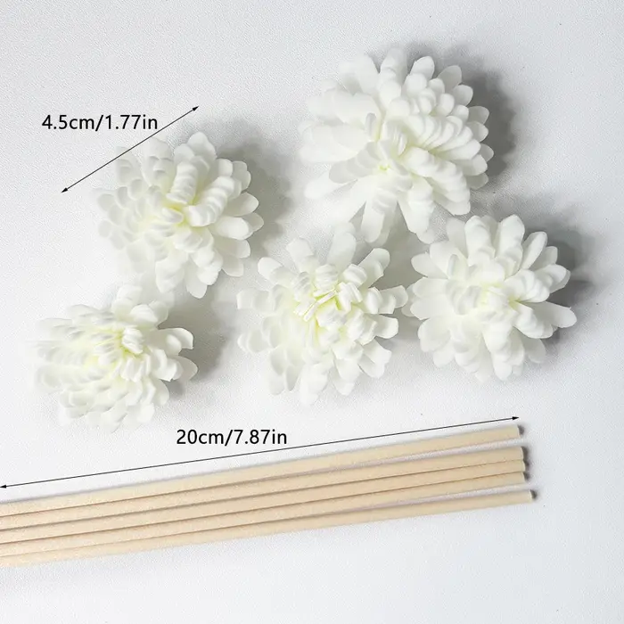 5/20/50pcs bâton de diffusion d'arôme et combinaison de fleurs en mousse blanche