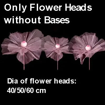 Grands fleurs artificielles en soie, 3 pièces, fleurs de plomb de route géante, affichage de fenêtre