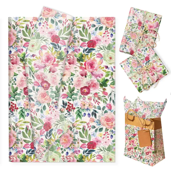 Papier d'emballage pour fleurs en aquarelle