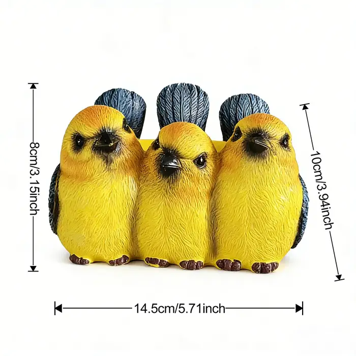 Pot de fleurs en résine en forme d'oiseau jaune mignon