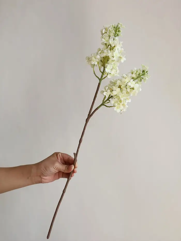 Fleur de lilas artificielles 24.8 pouces, fausse branche de lilas violets au toucher réel, pièce maî