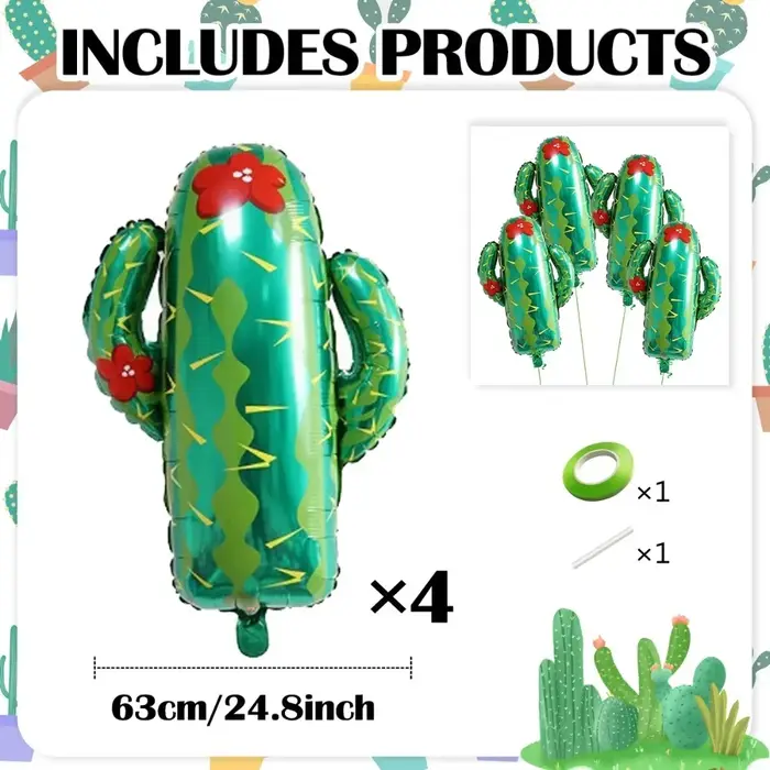Ballons en aluminium en forme de cactus, plante tropicale, pour décorations de fête d'anniversaire h