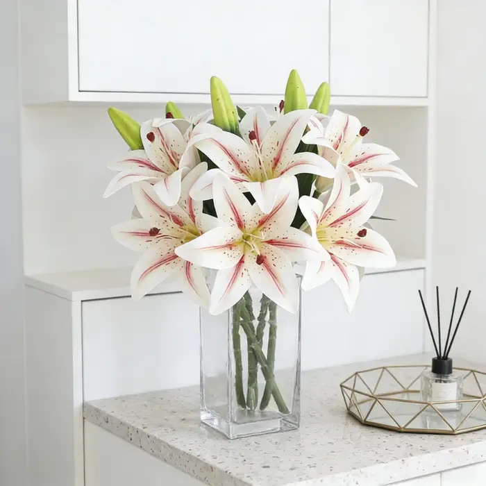 Fleur artificielle de lys de 38 cm pour bouquet de mariage