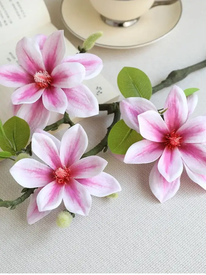 Fleur de Magnolia artificielle 56CM, nouvelle fleur chinoise en soie, décoration à branche unique po