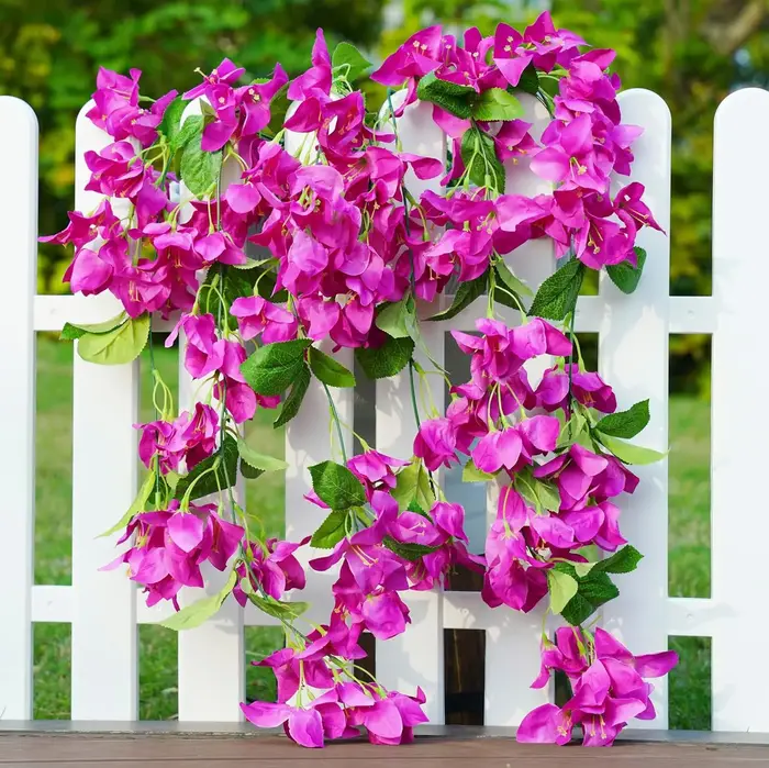 2 pièces de fleurs artificielles en soie de bougainvillier suspendues