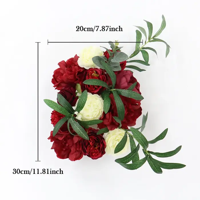 Guirxiété de roses bordeaux personnalisée, Nucleement de fleurs artificielles, Centre de table de ma