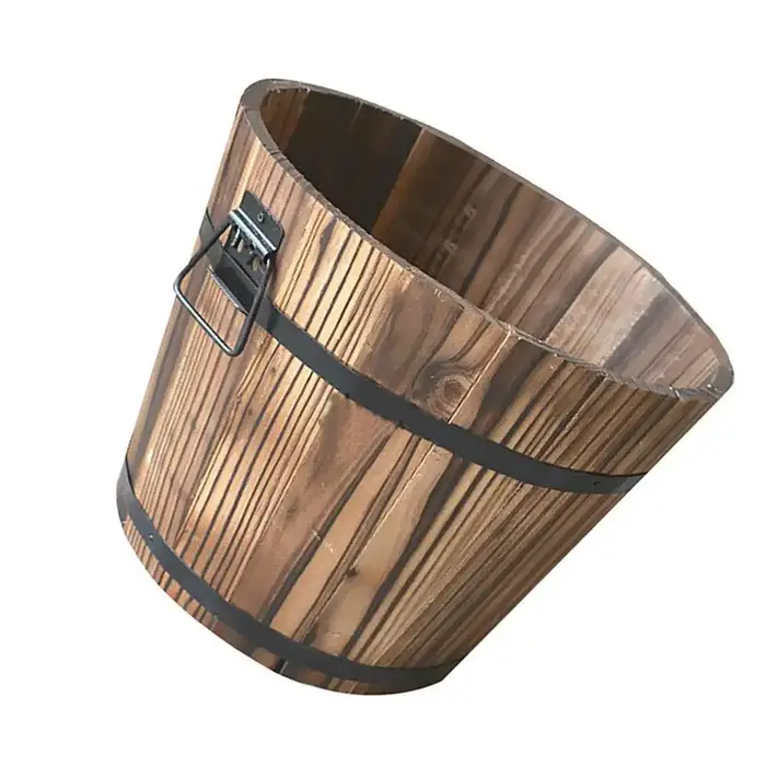 Pot multi-viande en bois satisfait, décoration de la maison, rétro, petit, baril rond en bois, jardi