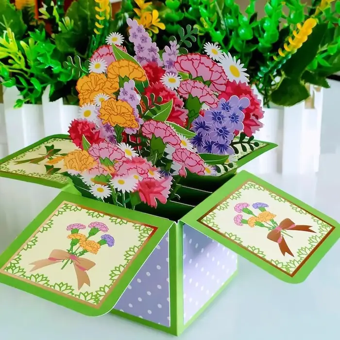Carte de Bouquet de Fleurs Pop-Up en 3D