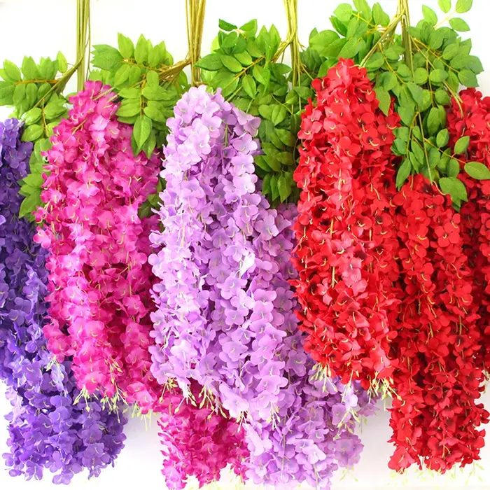 Décoration de noël glycine fleur artificielle suspendue guirlande rotin
