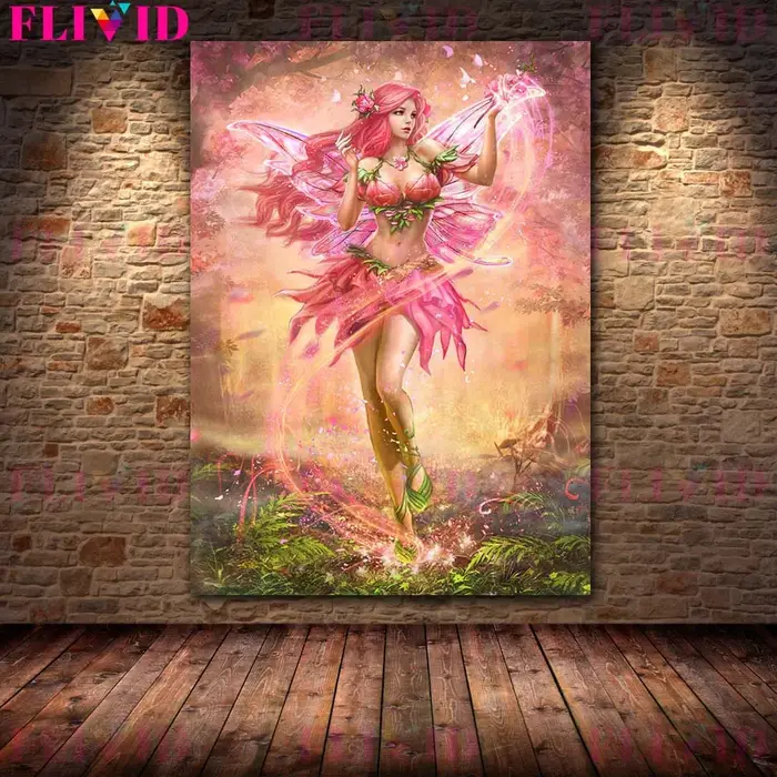 Affiche murale de féerique de fleur de dessin animé