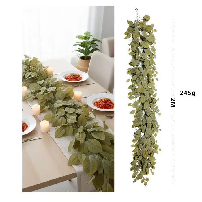 Simulation de feuilles d'eucalyptus, 2m, plantes vertes de vigne, décoration florale de Table à mang