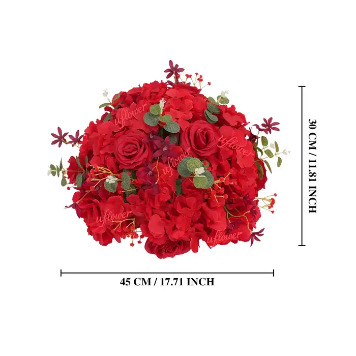 Bouquet de fleurs artificielles en forme de boule de roses rouges en soie Uflower 30/45 cm