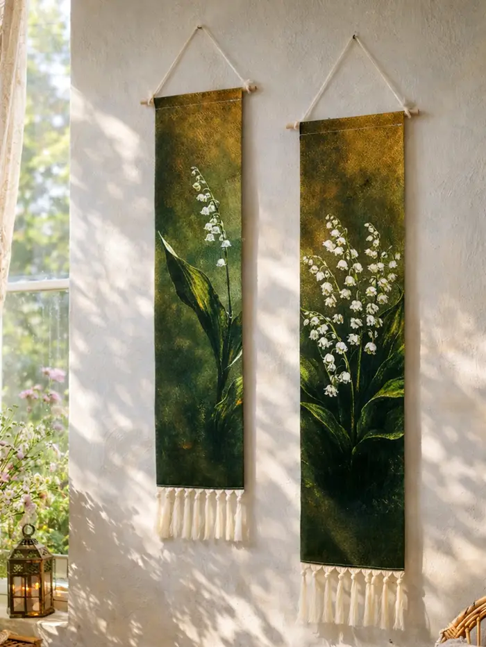 Tapisserie murale vintage à motif floral de muguet