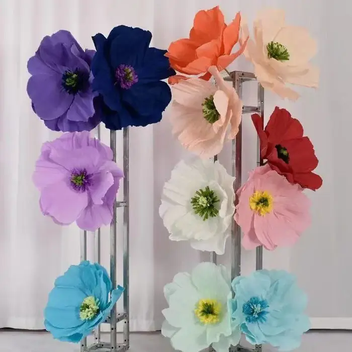 Fleurs en papier crépon faites à la main, accessoires de mariage, décoration de vitrine et d'allée de centre commercial, accessoires de simulation pour la photographie