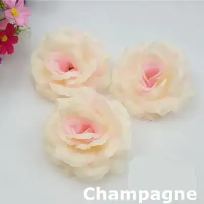 Têtes de roses artificielles en soie bleu foncé