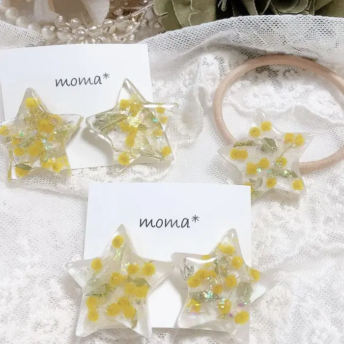3-10cm/24pcs, Fleurs séchées en acacia gaufré