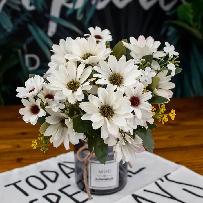 Fleur de marguerite pour le bricolage, bouquet de tournesol en soie pour mariage, maison, décoration
