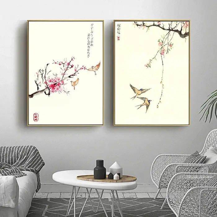 Affiche de fleurs de cerisier Sakura aquarelle japonaise