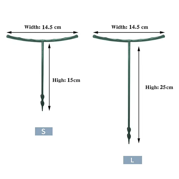 Cage de Support pour plantes de jardin, Support de fleurs en plastique demi-cercle, tige de fixation