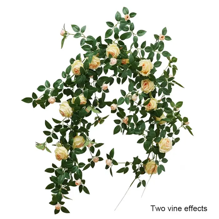 Guirlande de roses artificielles multicolores avec feuilles vertes