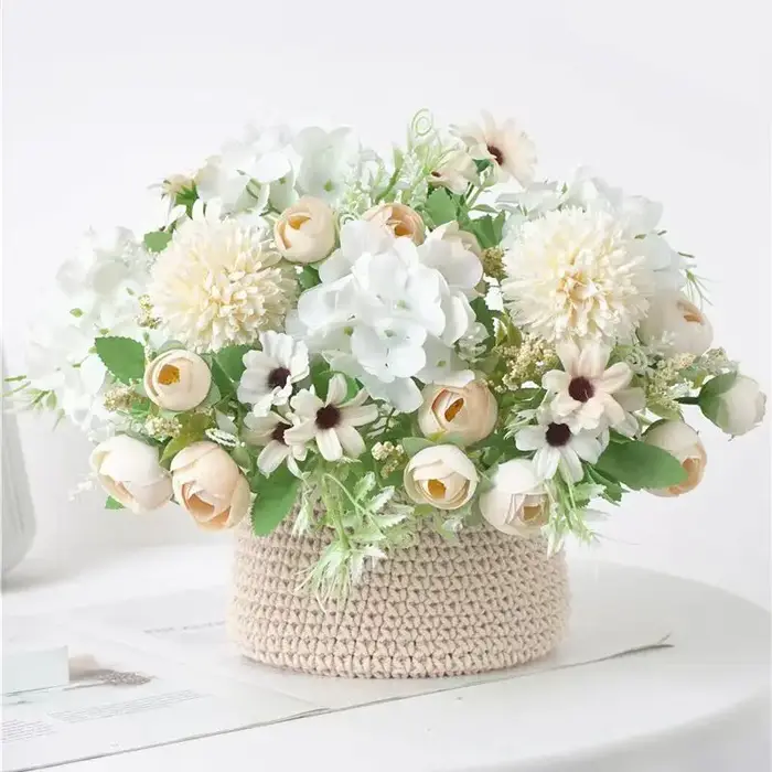 Bouquet de fleurs d'hortensias artificielles en soie