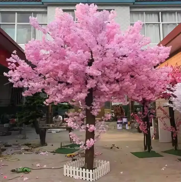 Arbre artificiel en fleurs de cerisier, fausse plante, décoration extérieure pour mariage, maison, e