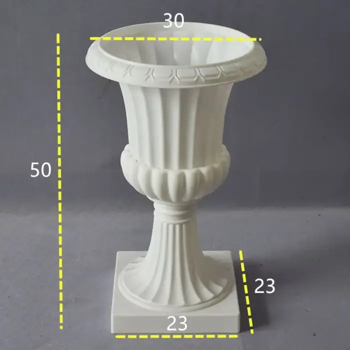 Pot de fleur en plastique doré et blanc