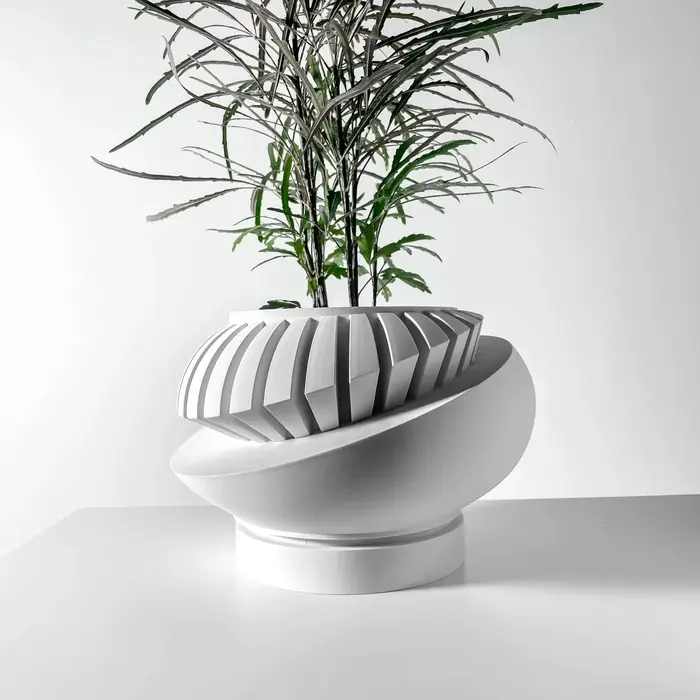 Pot à plantes moderne et minimaliste imprimé en 3D - Pot à fleurs biodégradable pour la décoration d