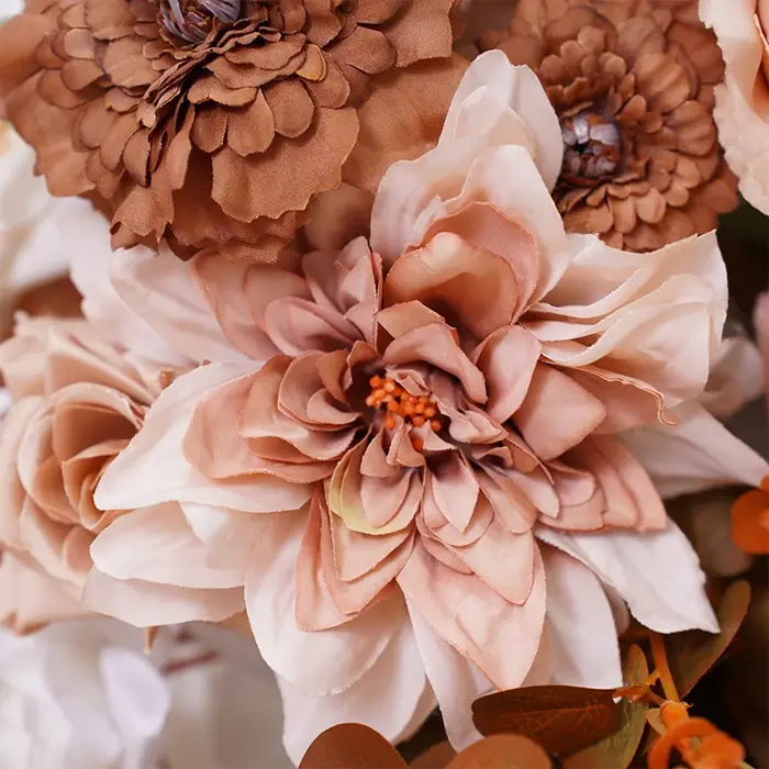 Série café blanc Rose Dahlia fleur rangée décor mariage toile de fond cadre événement scène Arrangement Floral accessoires de réception H866419