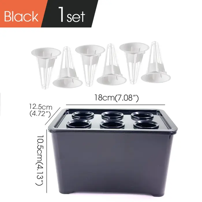 Système de culture hydroponique blanc/noir, boîte hydroponique, Pot de pépinière à 6 trous pour plantes d'intérieur de jardin, jardinière de culture végétale sans sol