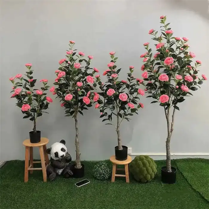 Camélia plantes artificielles arbre haute Faux décor maison mariage noël pâques nouvel an plastique vert décoration verdure fleurs