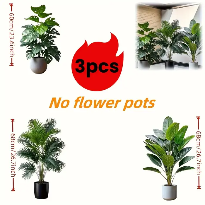 Grande plante artificielle de palmier Areca avec 36 feuilles