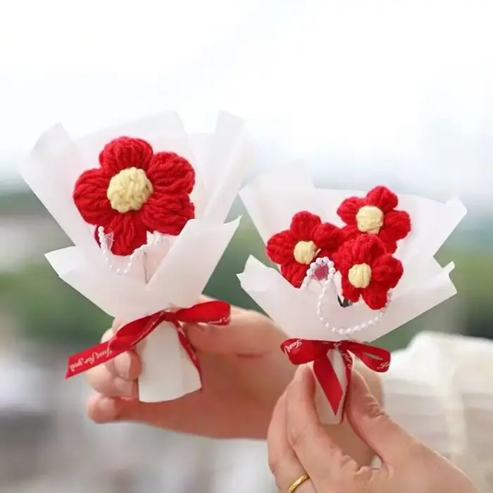 Mini bouquet de fleurs au crochet