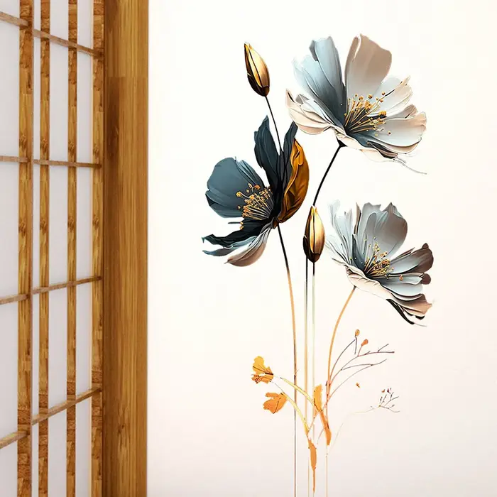 Superbe autocollant mural floral pour salon