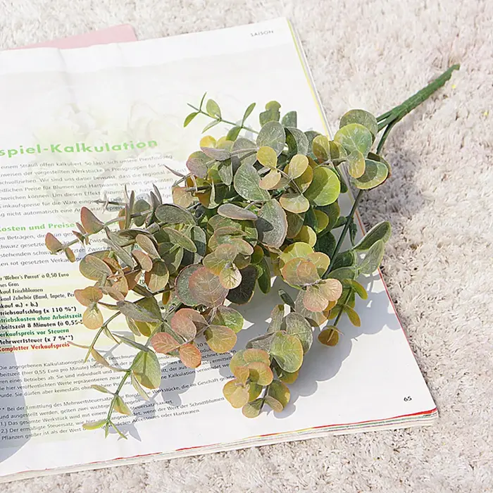 Plantes artificielles en plastique, feuilles, branche d'eucalyptus vert, bricolage, jardin, maison, 