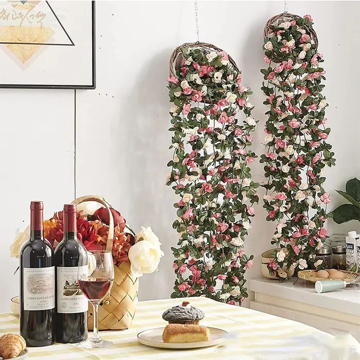 2.5m, Guirlande de roses artificielles en soie