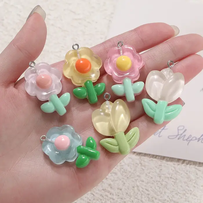 Pendentif tulipe tournesol en résine