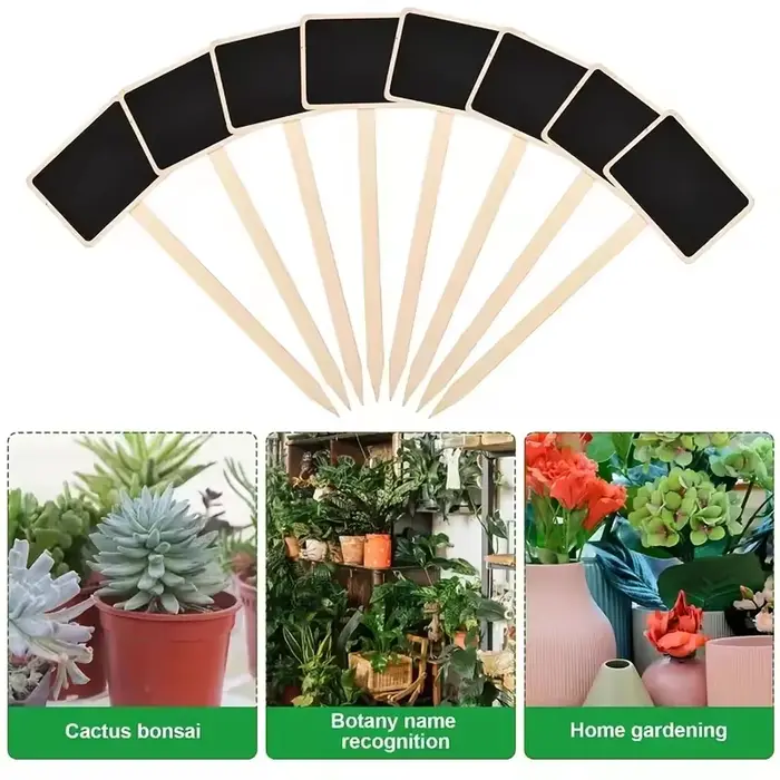 Étiquettes de plantes rustiques en bois, panneaux de jardin en forme de T, tableau noir, support au sol, 10 pièces