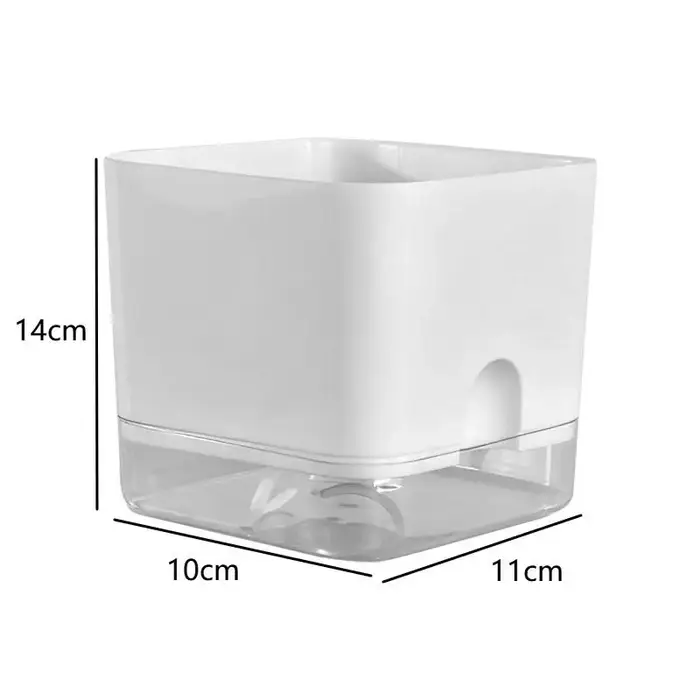 Pot de fleurs auto-arrosant blanc carré à double couche pour plantes d'intérieur et d'extérieur, balcon, jardin, décoration