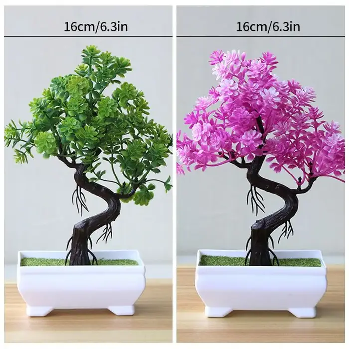 Plantes artificielles en plastique, fausse plante bonsaï, fleurs en pot, ornements d'arbre simulé, d