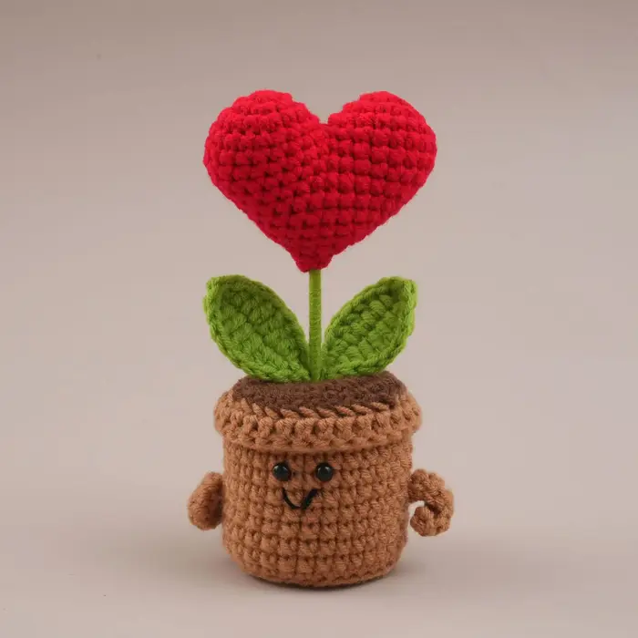 Pot de fleurs au crochet mignon, plantes artificielles créatives en pot, fleurs tissées à la main, o