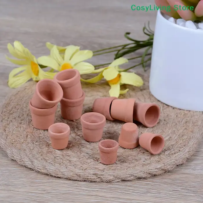 Lot de 12 pots de fleurs miniatures faits à la main en argile rouge