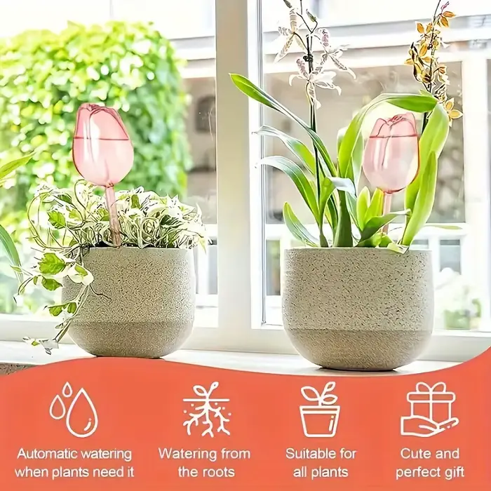 3 boules d'irrigation en forme de tulipe avec un design à embout étroit pour prolonger le temps