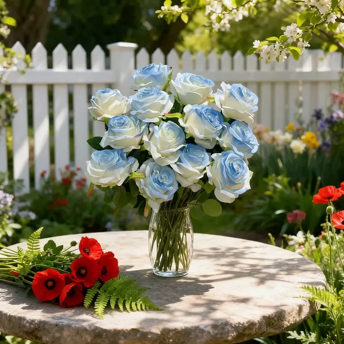Fleurs artificielles bleu Rose saint valentin Brial Bouquet couronne de mariage maison chambre extérieure cour décor bricolage fleur à main cadeau accessoire