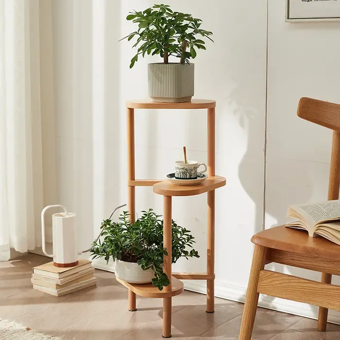 Support pour plantes d'intérieur en bois massif